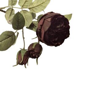 Artificial Purple Rose Buds Stem Leaves Faux Floral Craft